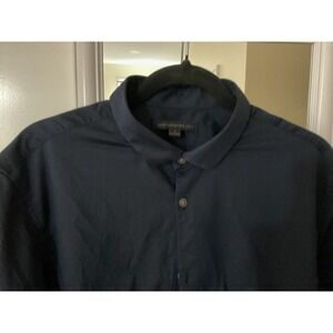 John Varvatos USA Mens Navy Blue Stretch Button Down Shirt W675V3B Size L